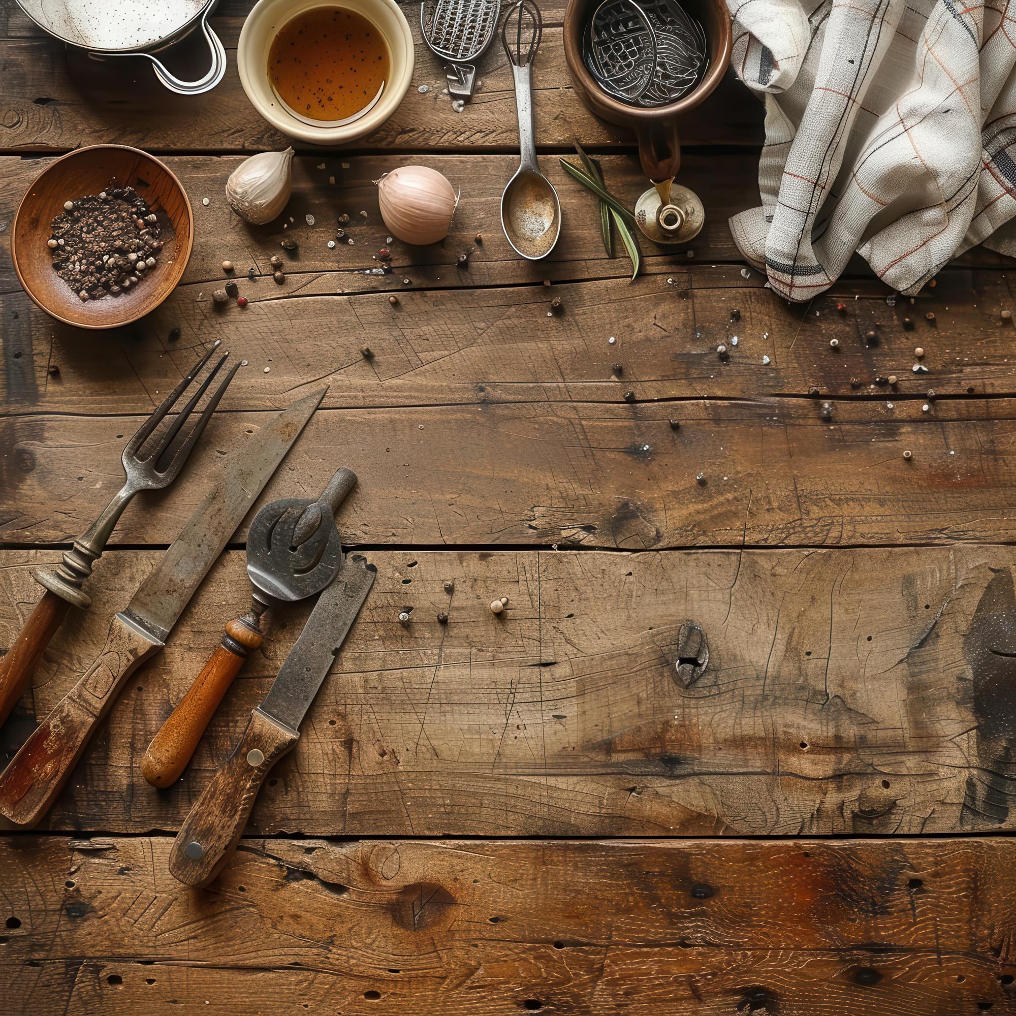 Cozy workshop table with ingredients and tools